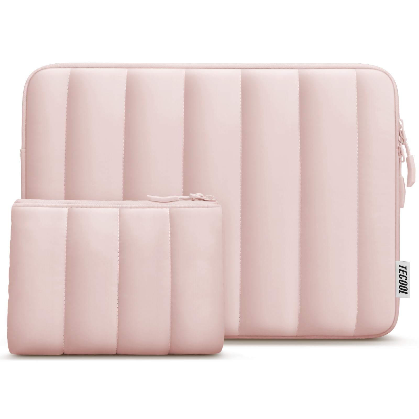 TECOOL 15.6 Inch Puffy Laptop Sleeve | Waterproof Protective Case - Pink