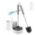 Topsky 5-in-1 Toilet Brush and Plunger Set with Holder - White