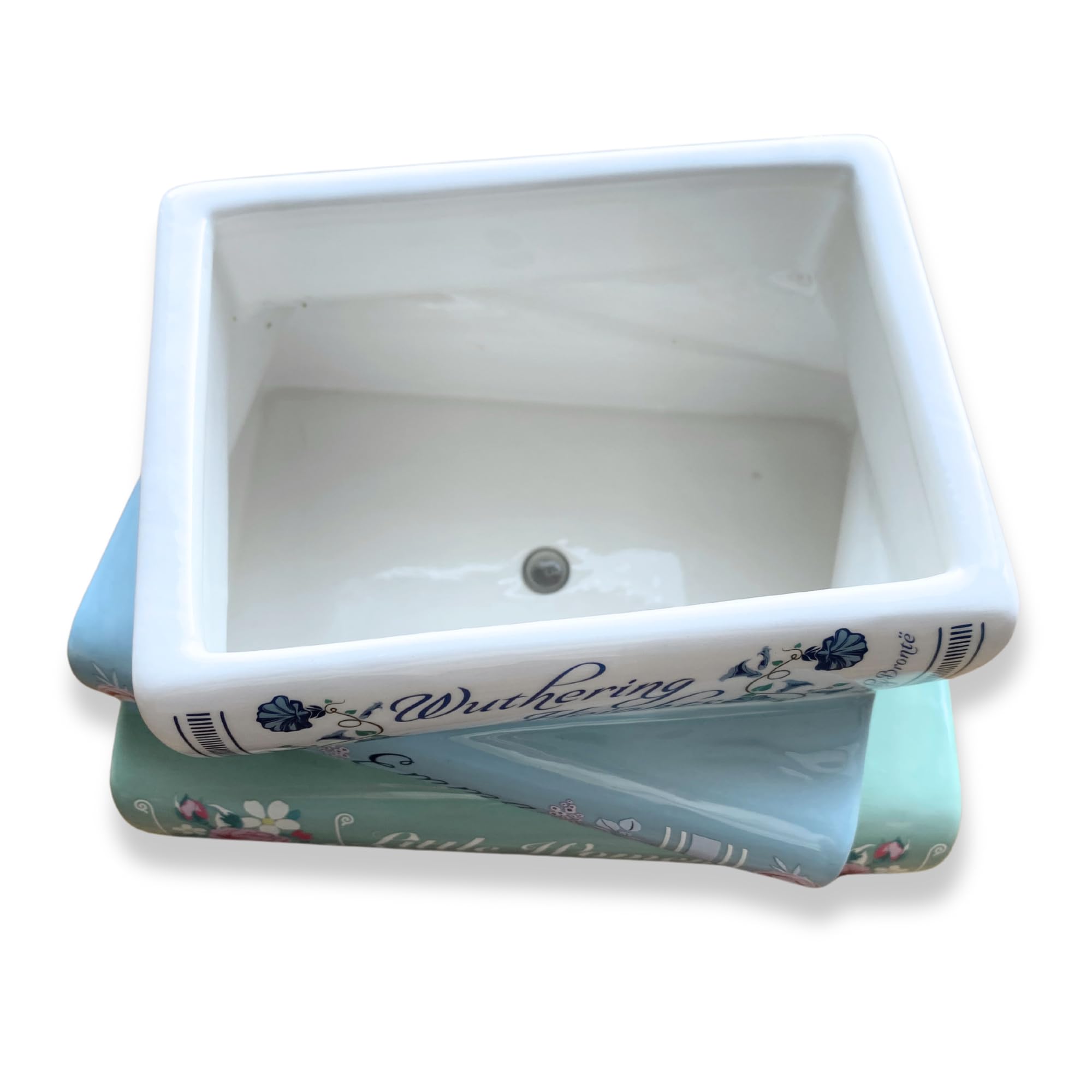 Steel Mill & Co Ceramic Book-Shaped Planter – Classic Titles Design