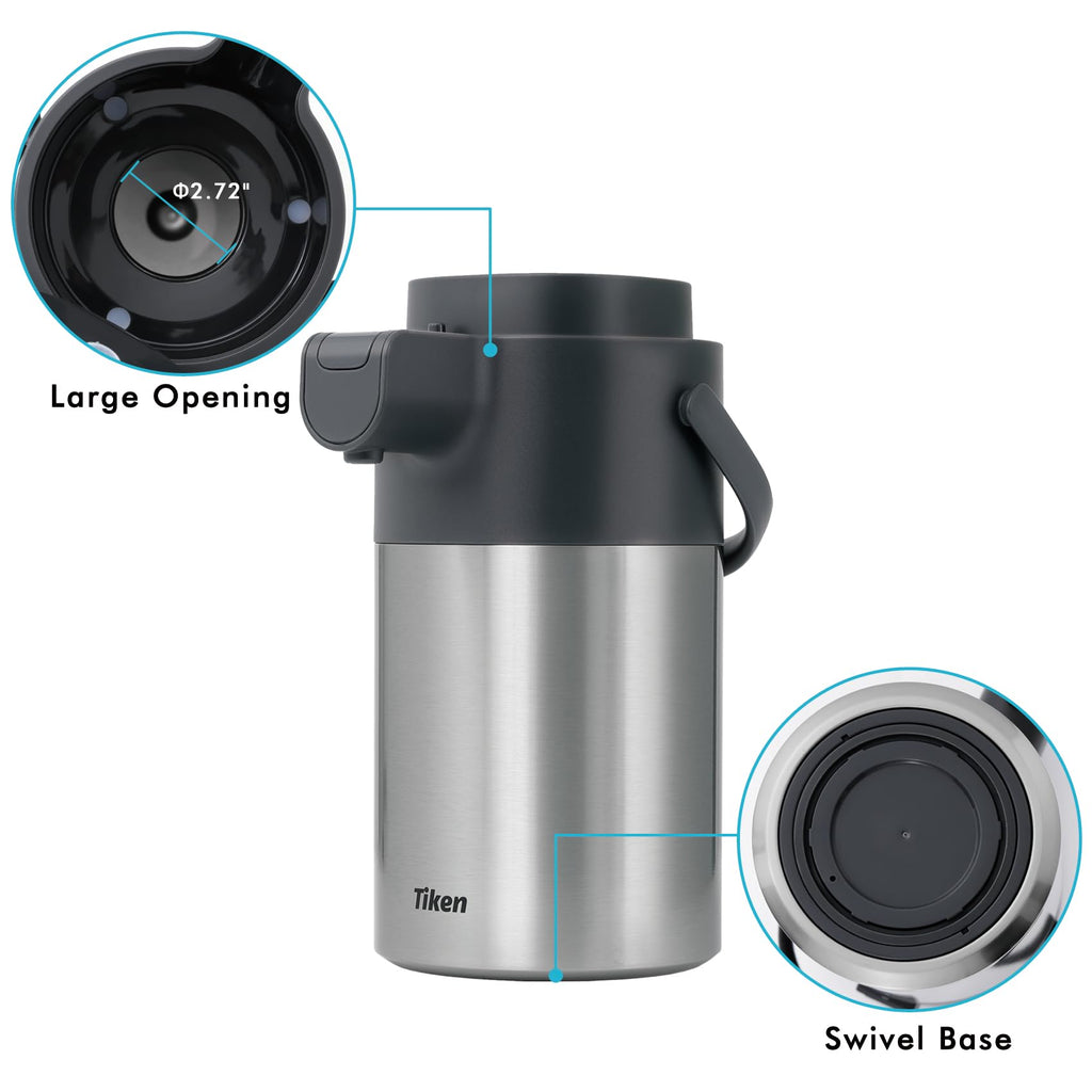 Tiken 3L Airpot Coffee Dispenser | Stainless Steel Thermal Carafe