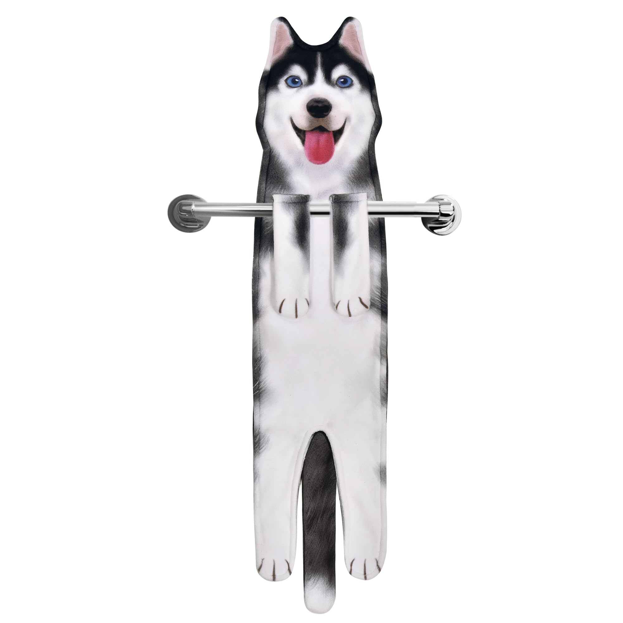 AGRIMONY Husky Dog Funny Hand Towel | Absorbent Cotton Bathroom Decor