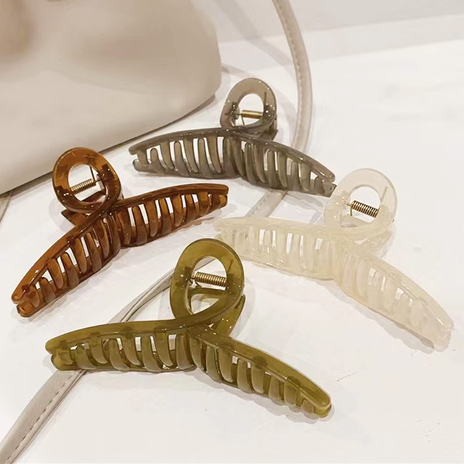 Large Jelly Hair Claw Clips for Thick Hair - 4 Pack