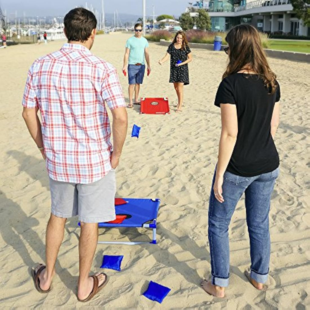 GoSports Portable PVC Cornhole Game Set with 8 Bean Bags - Red & Blue