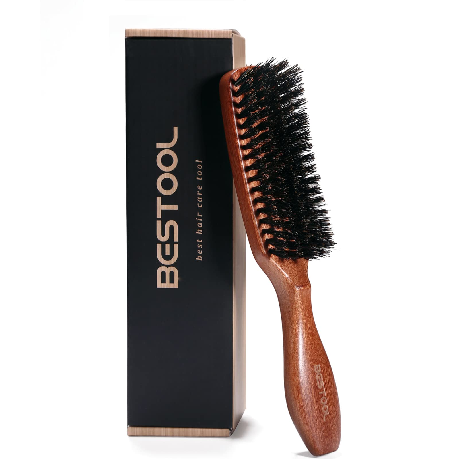 BESTOOL Boar Bristle Hair Brush for Smoothing, Styling & Beard Care