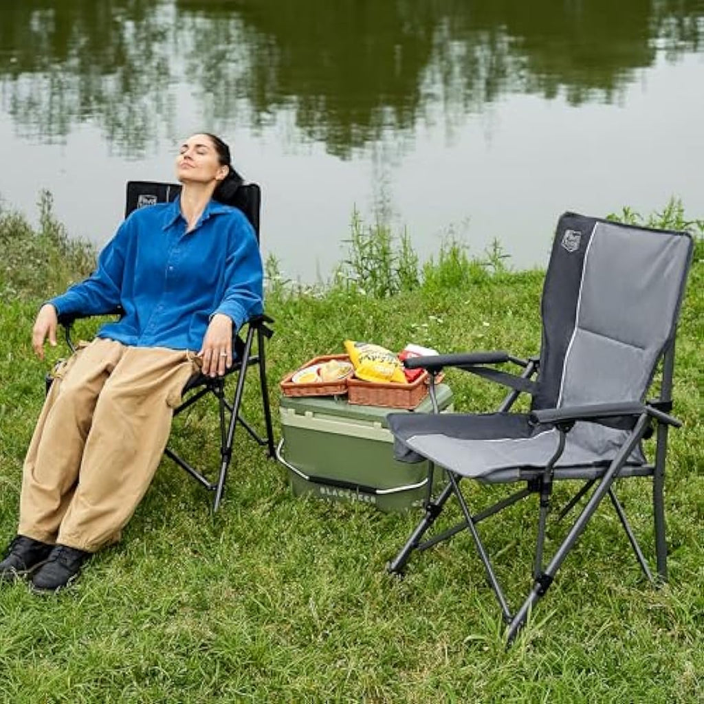 Timber Ridge Folding Camping Chair | High Back with Lumbar Support