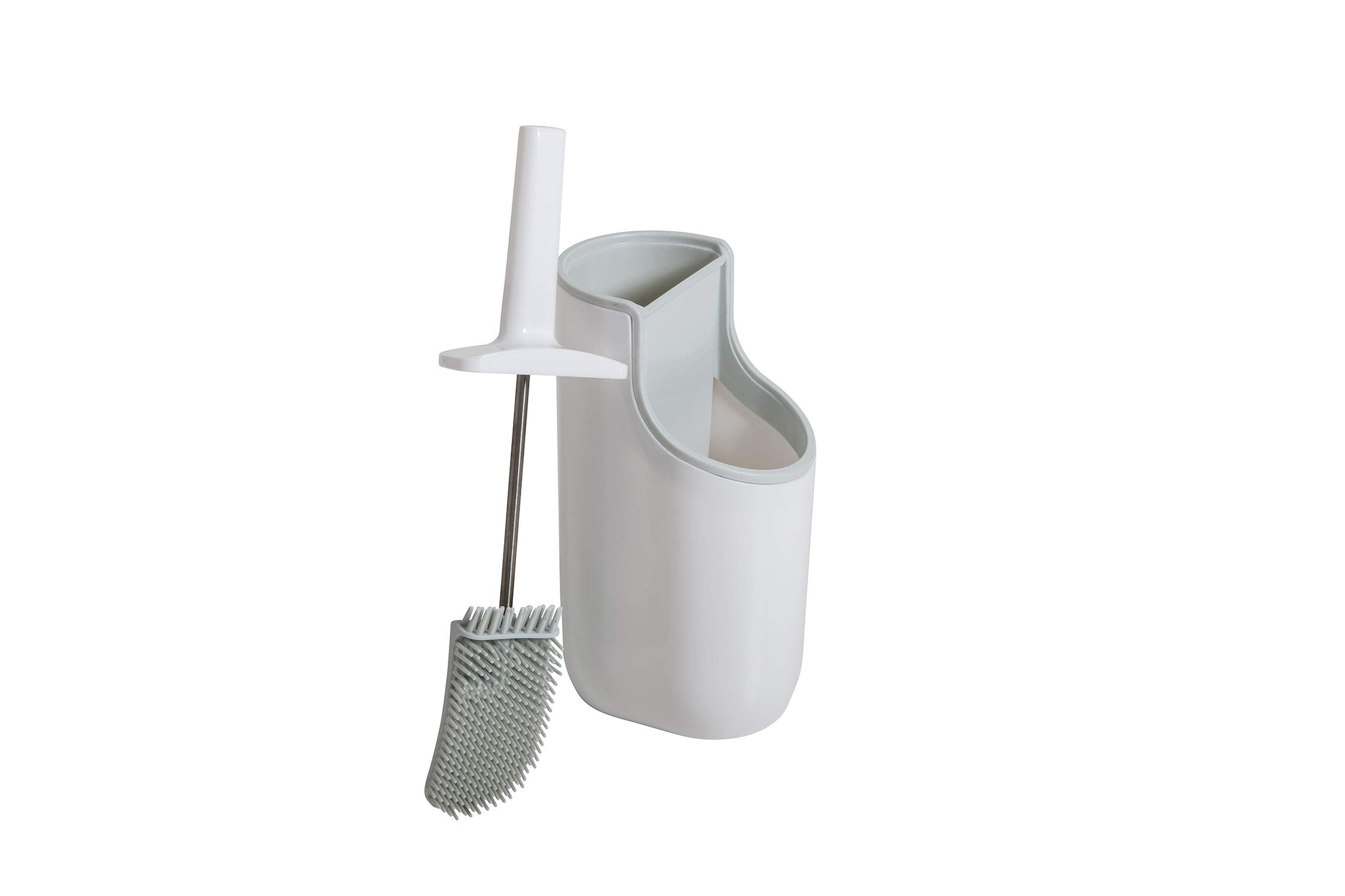 Addis Premium Silicone Toilet Brush & Storage Station - White/Grey