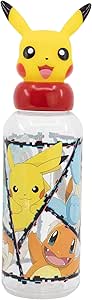 Pokemon 3D Figurine Water Bottle with Built-in Straw - 560ml - Snaps