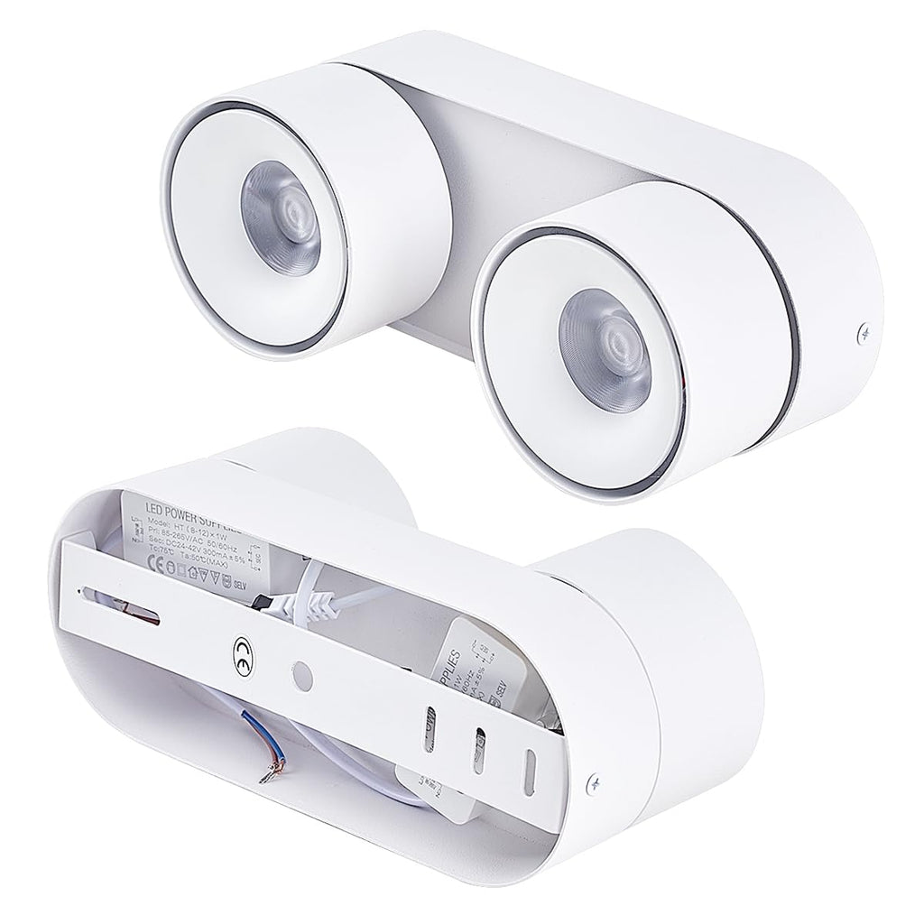 Budbuddy 2x12W LED Ceiling Spotlights | Swivel Aluminum Surface Downlight