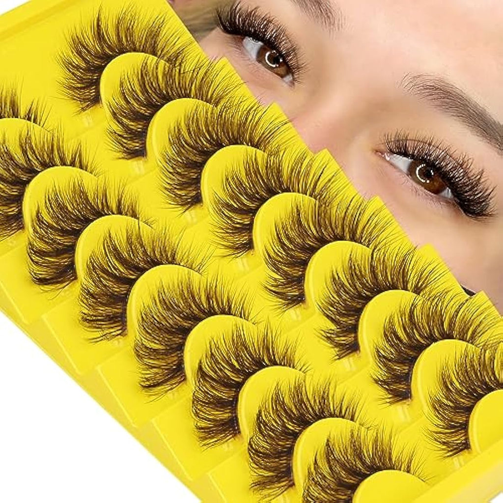 ALICE Brown False Eyelashes | 17mm Wispy Cat Eye Faux Mink - 8 Pairs