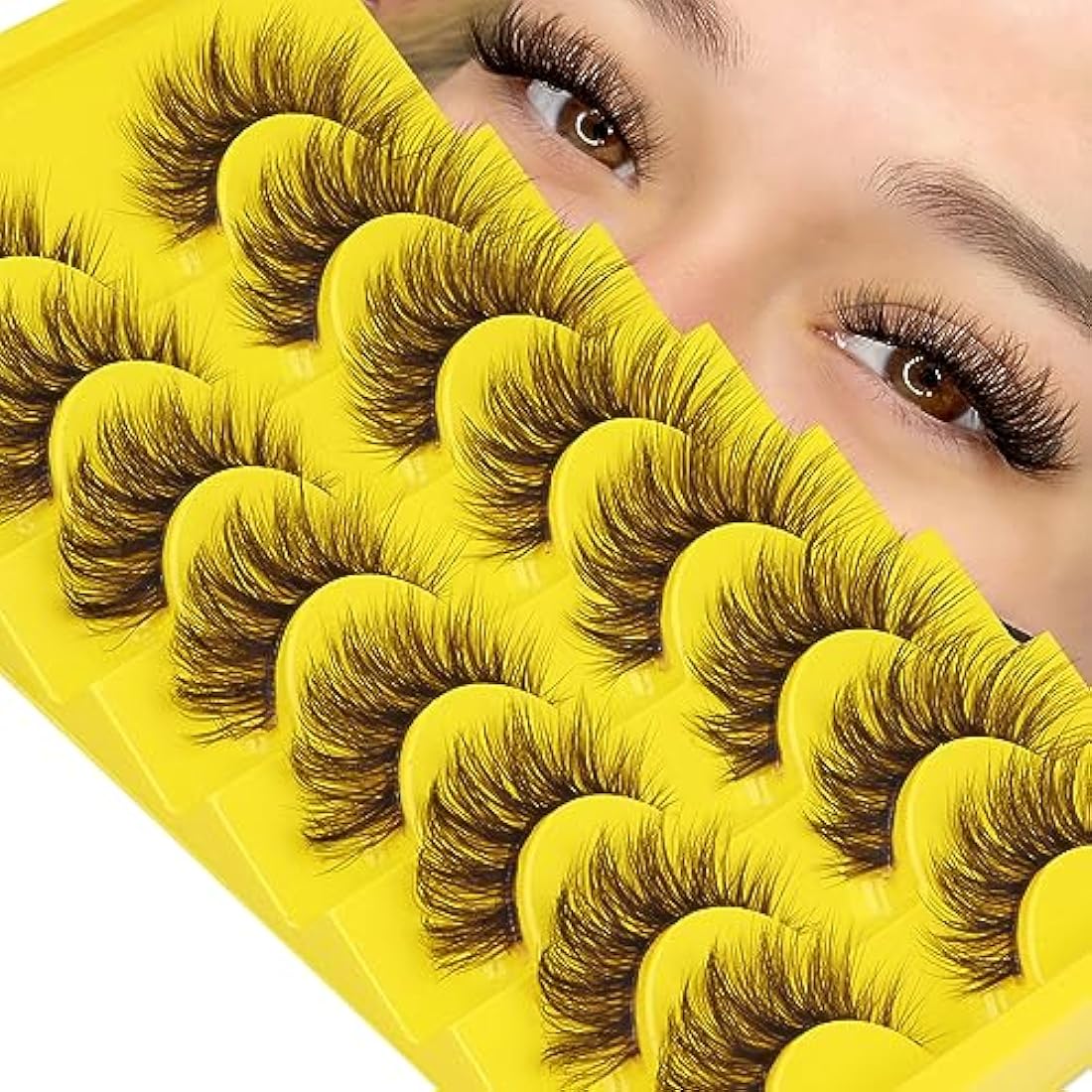 ALICE Brown False Eyelashes | 17mm Wispy Cat Eye Faux Mink - 8 Pairs