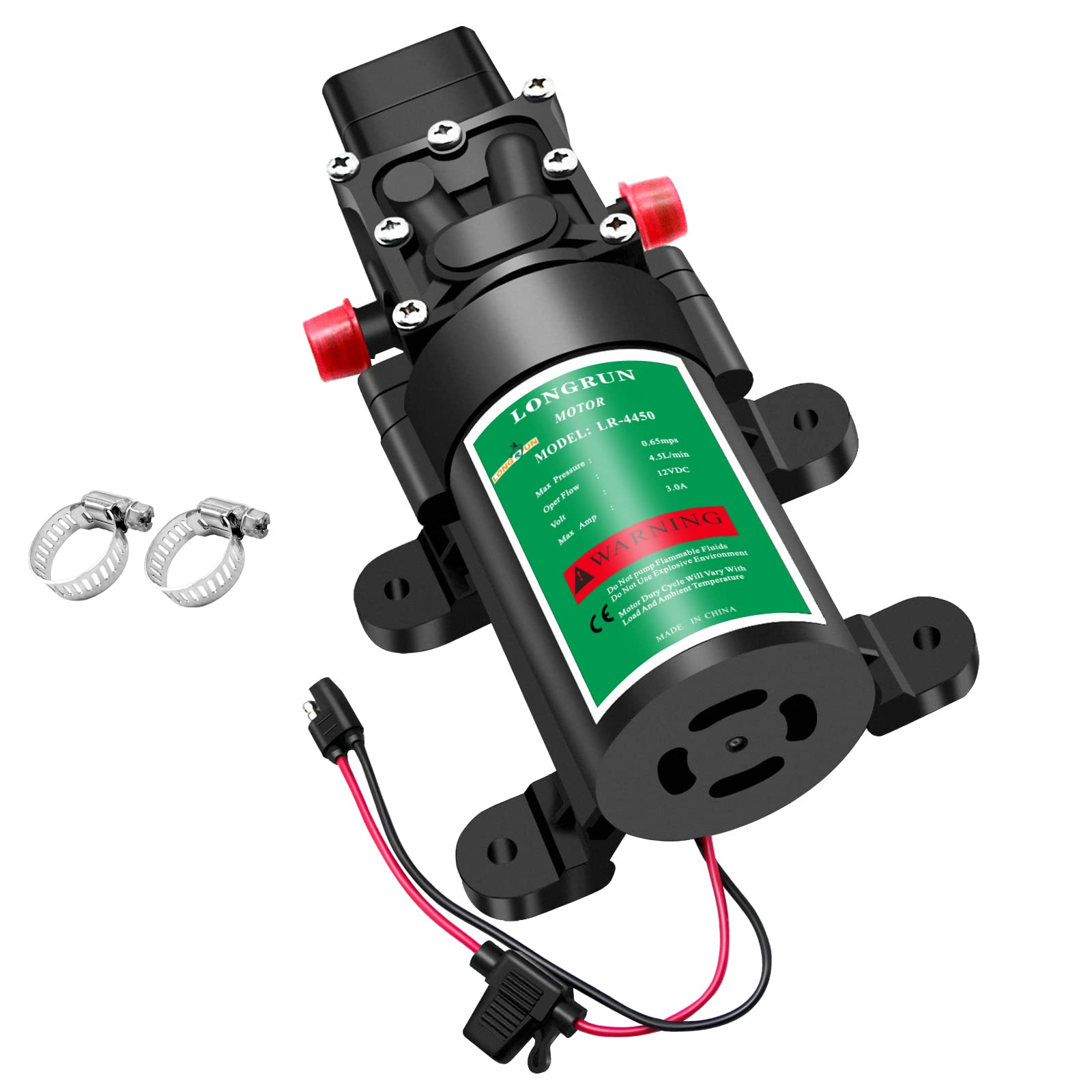 LONGRUN 12V Diaphragm Water Pump | 85 PSI Self Priming Caravan Pump