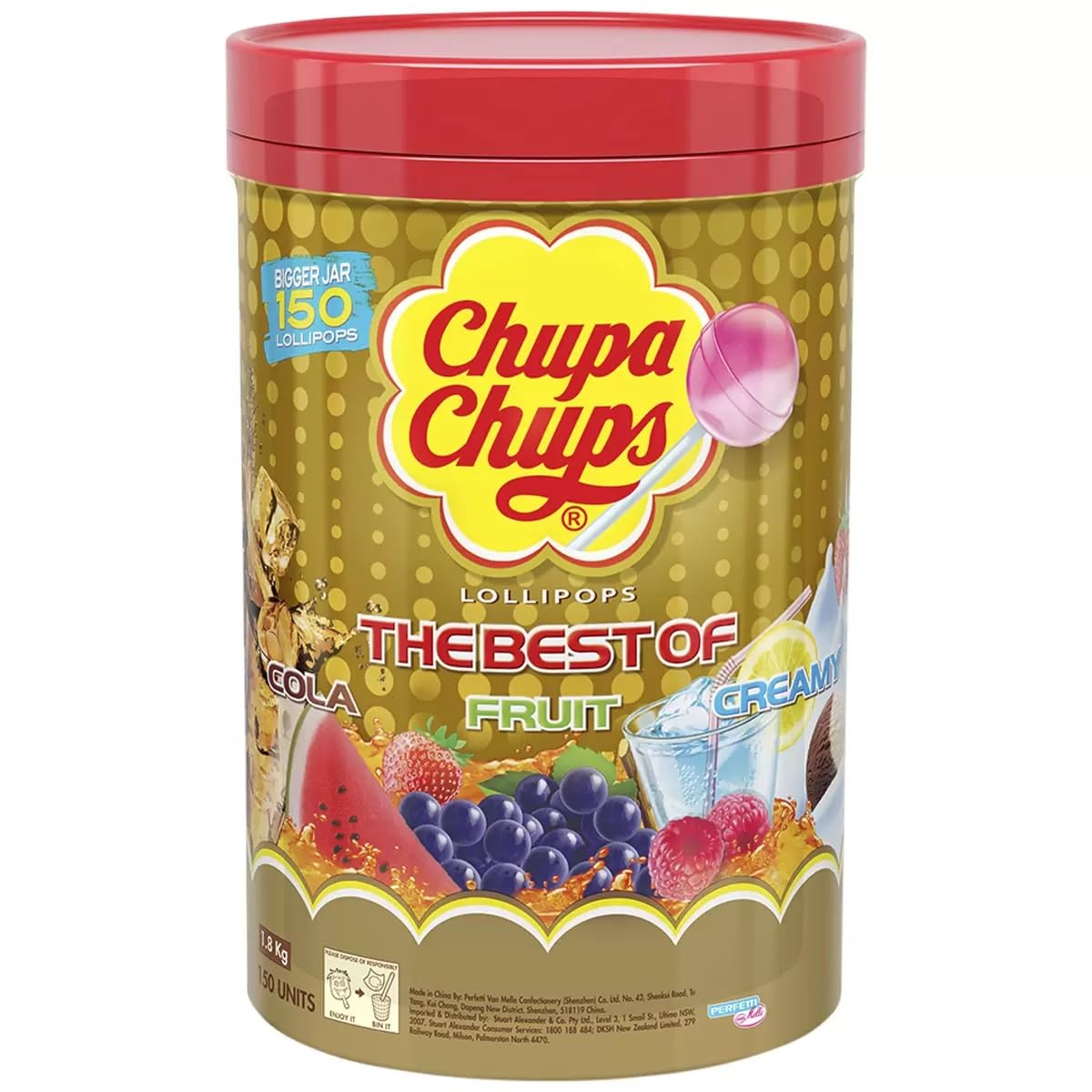 Chupa Chups Bulk Lollipops – 150 Pack Mixed Fruit & Cola Flavours