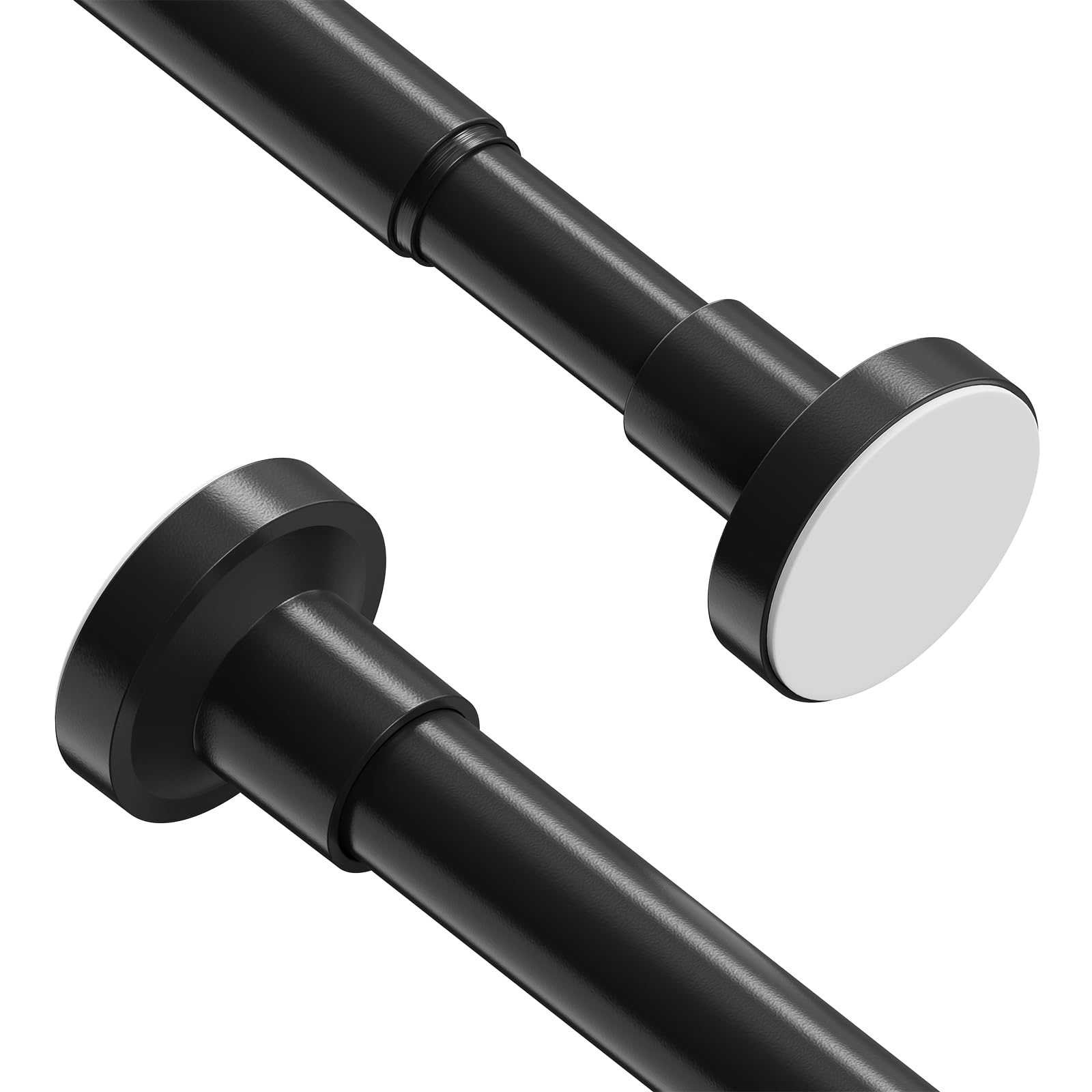 WELDUN 2 PCS Extendable Shower Curtain Rod | 48-118cm Matte Black Steel