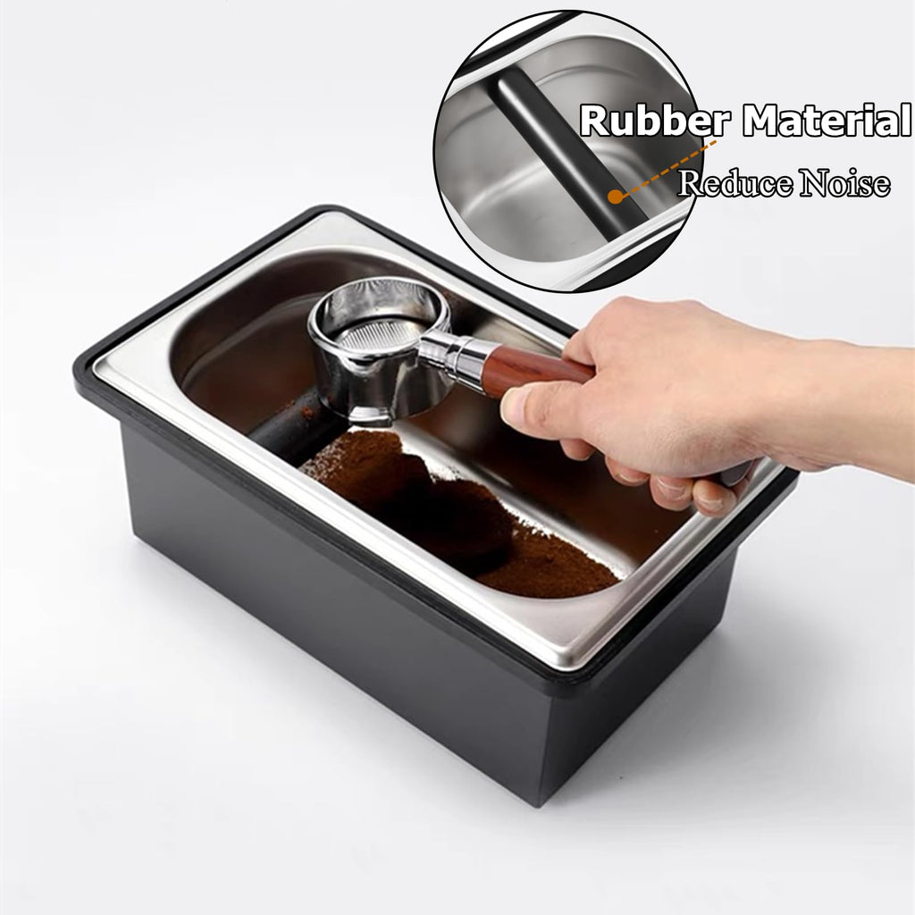 Gocoffun Large Stainless Steel Espresso Coffee Knock Box with Rubber Bar