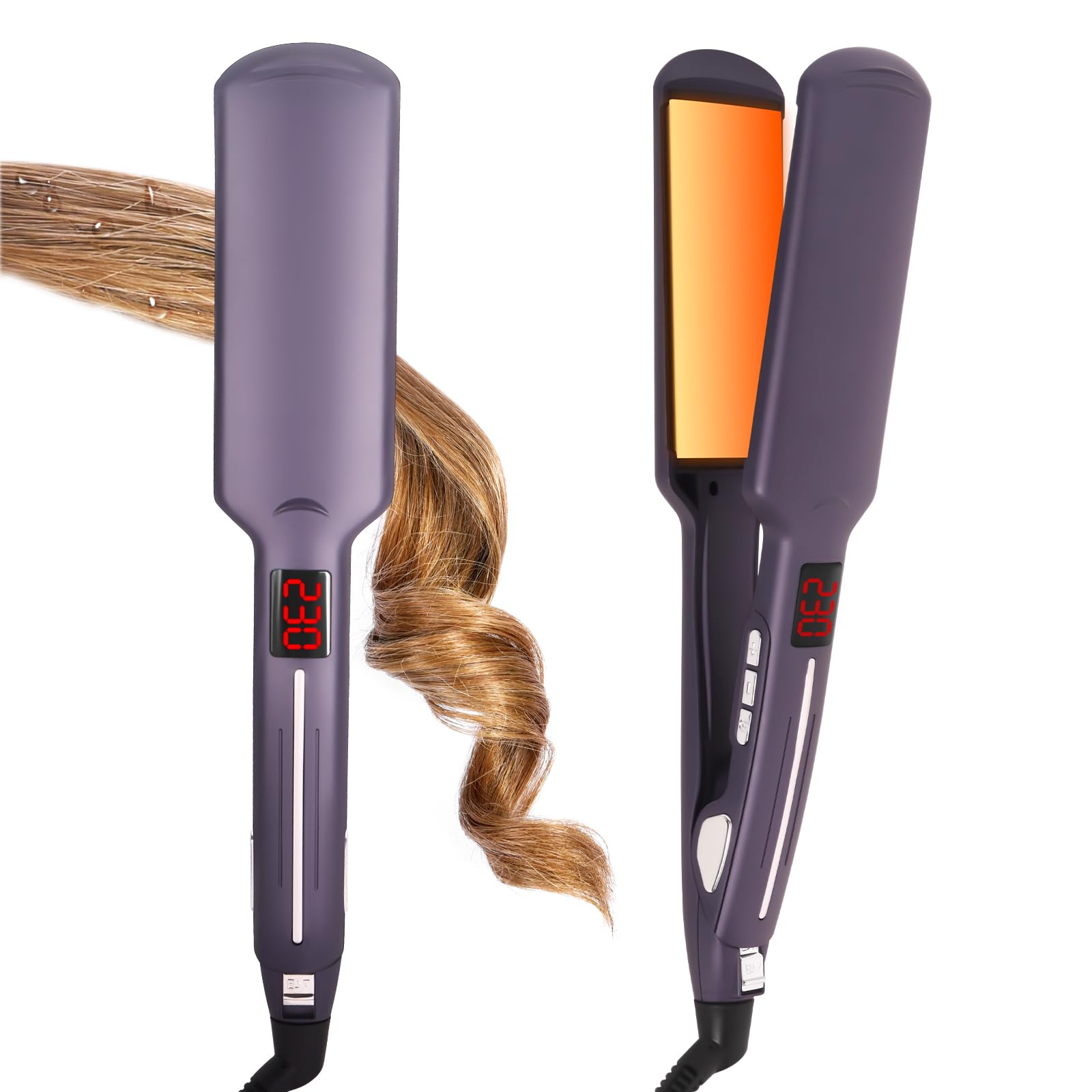 LRHSBG Hair Straightener Brush | Wide Ceramic Plates & 11 Temp Settings