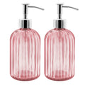Glass Soap Dispenser 2-Pack | 14oz Refillable Pink Bottles