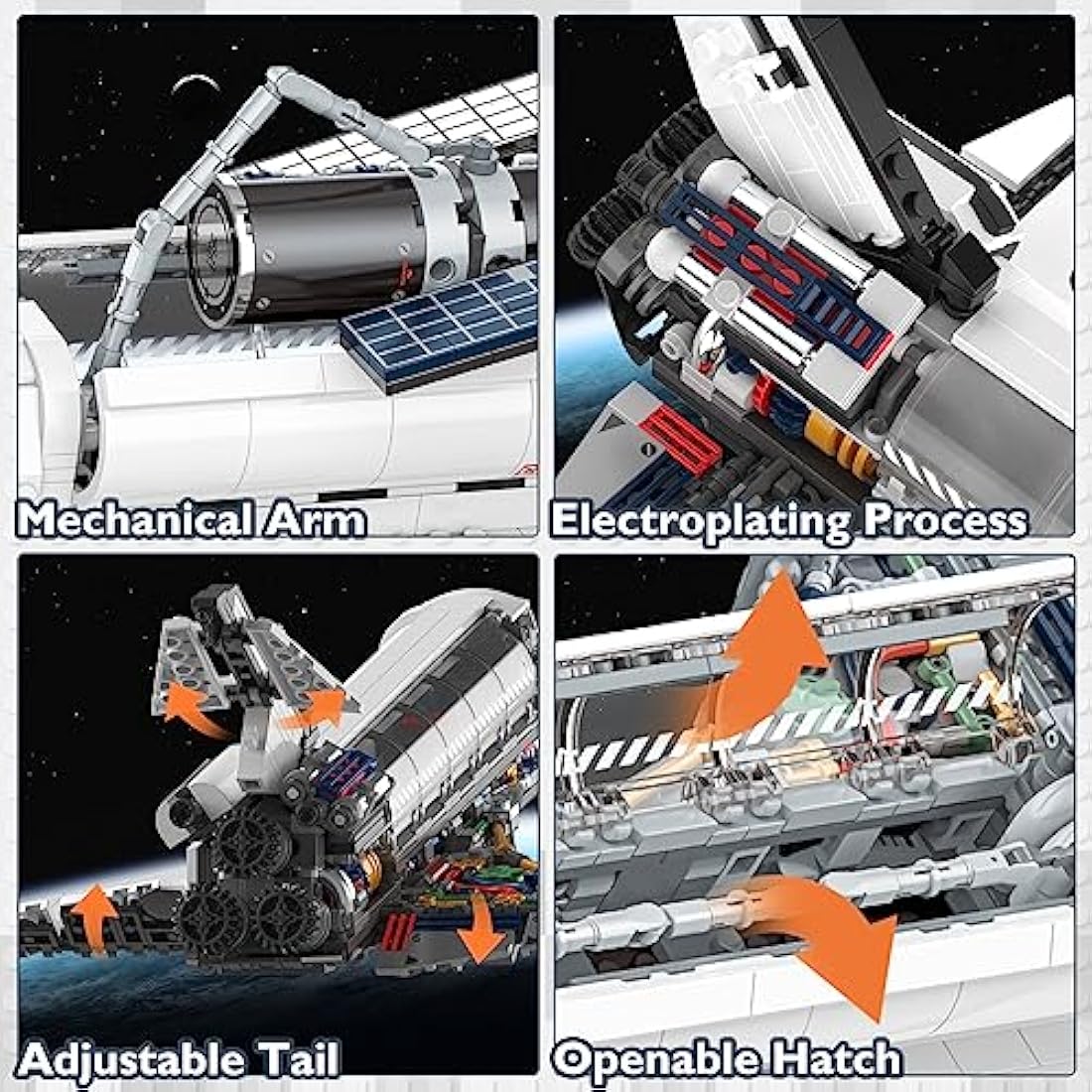 JMBricklayer Space Shuttle Building Blocks Kit - 954pc Model with Stand