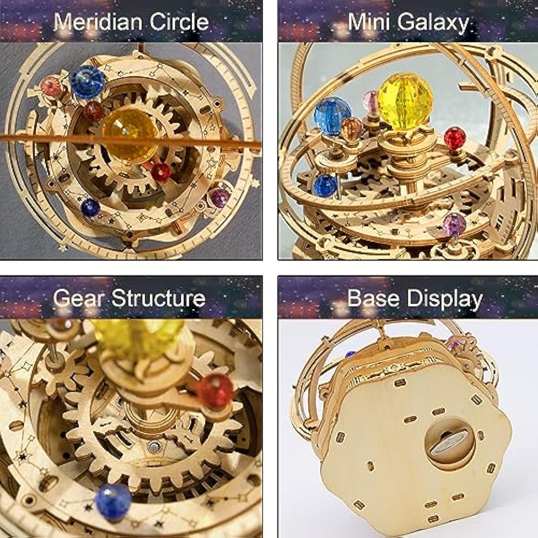 ROKR Starry Night 3D Wooden Puzzle - Mechanical Galaxy Music Box Kit