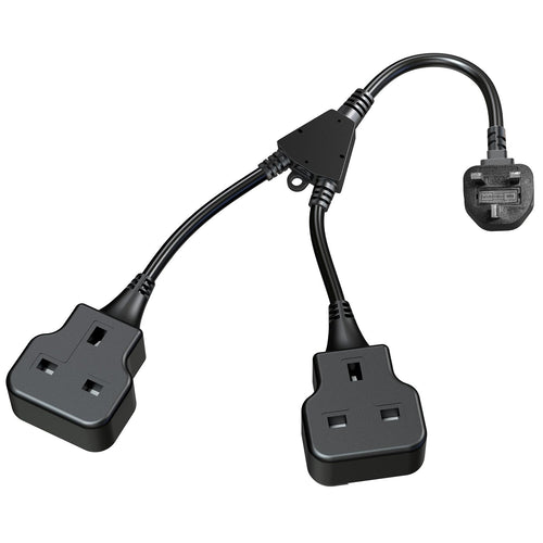 2 Way Extension Lead – 2 AC Outlets Power Strip, Black