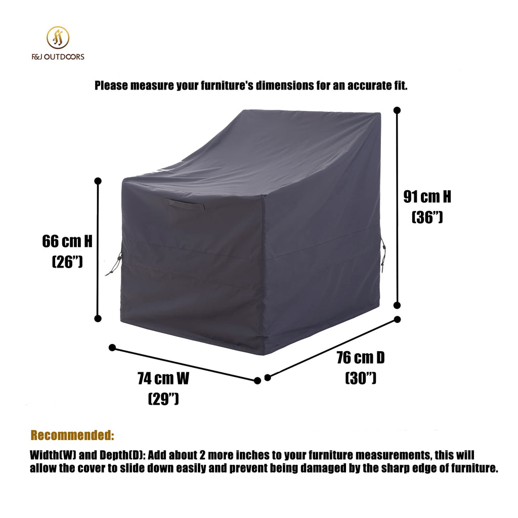 F&J Outdoors Waterproof Adirondack Chair Cover - High-Back Patio Grey