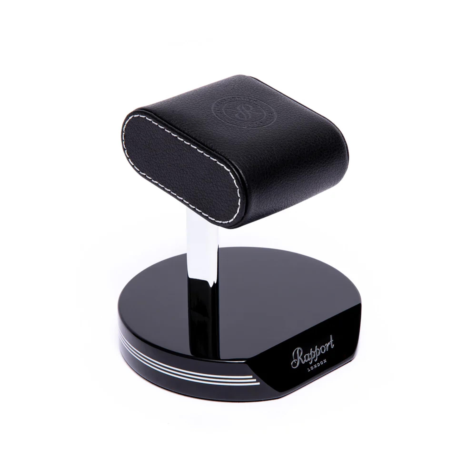 Rapport Single Watch Stand | Black Leather & High Gloss Silver
