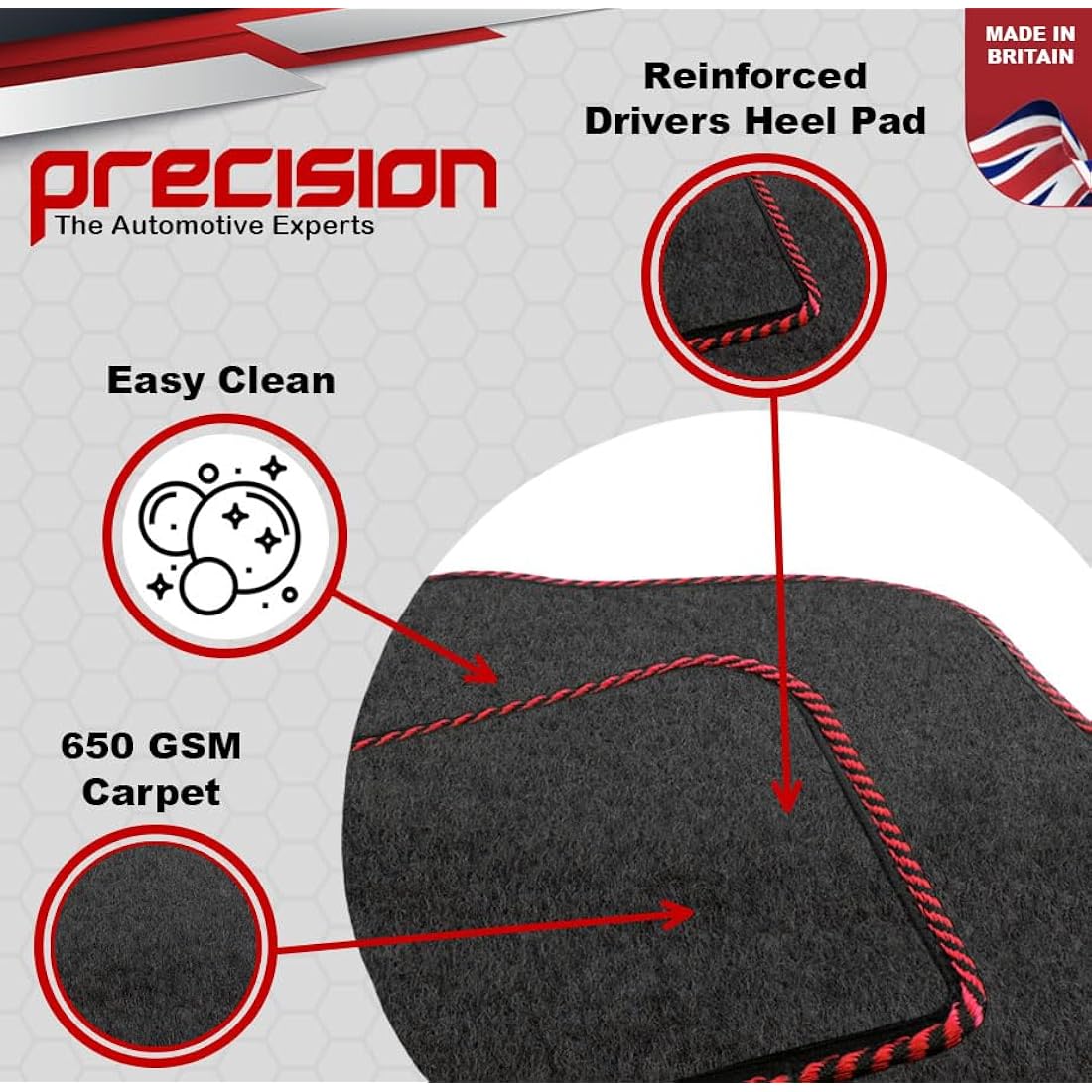 Fiat 500 Car Mats (2013-2020) –  Silver Twist Carpet Mats