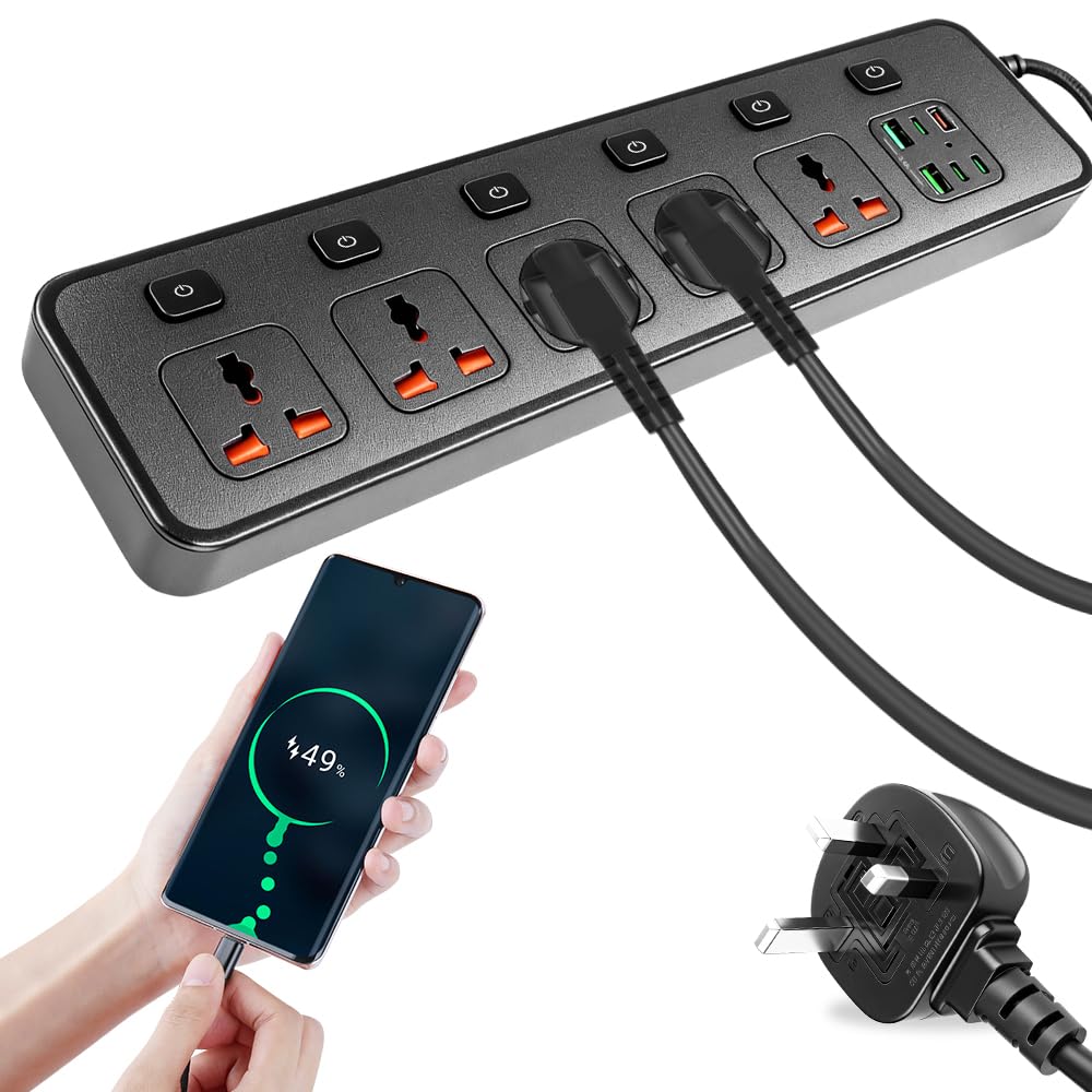 Jolof Store 6 Way Surge Protected Extension Lead with 6 USB Slots – 2M