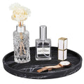 Emibele Resin Round Vanity Tray | Marble Texture Bathroom Storage Organizer