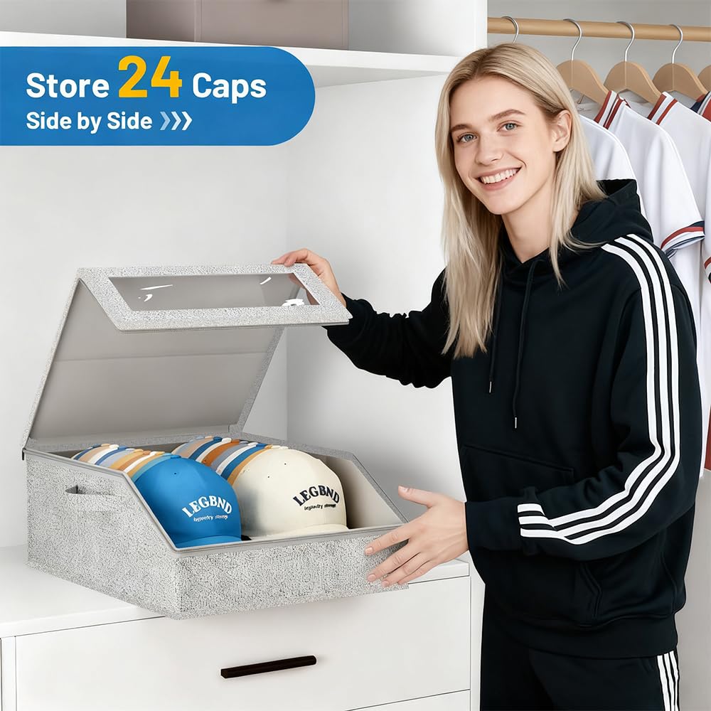 Wotendy Hat Storage for Baseball Caps, Holds Up to 24 Caps, Grey - image 2