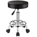 FNZIR Adjustable Stool with Wheels Round Rolling Stool for Spa Salon Massage Office Stool Chair Black