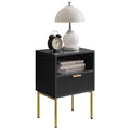 IBUYKE Mid-Century Modern Nightstand – Black Bedside Table with Drawer