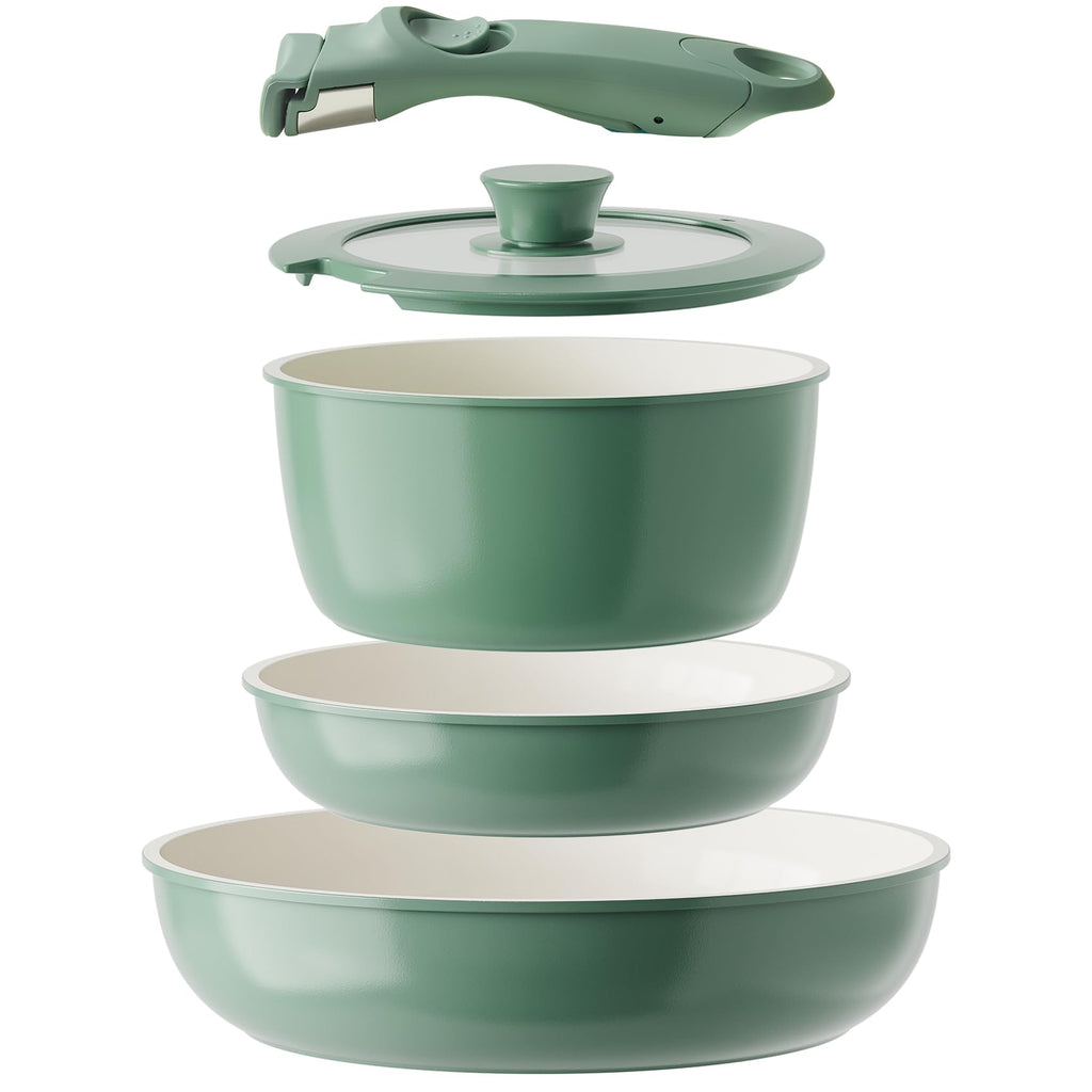 Redchef Ceramic Cookware Set | Nonstick Detachable Handle Pots and Pans