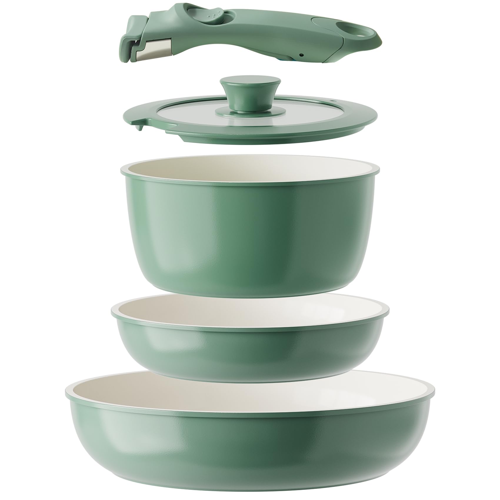 Redchef Ceramic Cookware Set | Nonstick Detachable Handle Pots and Pans