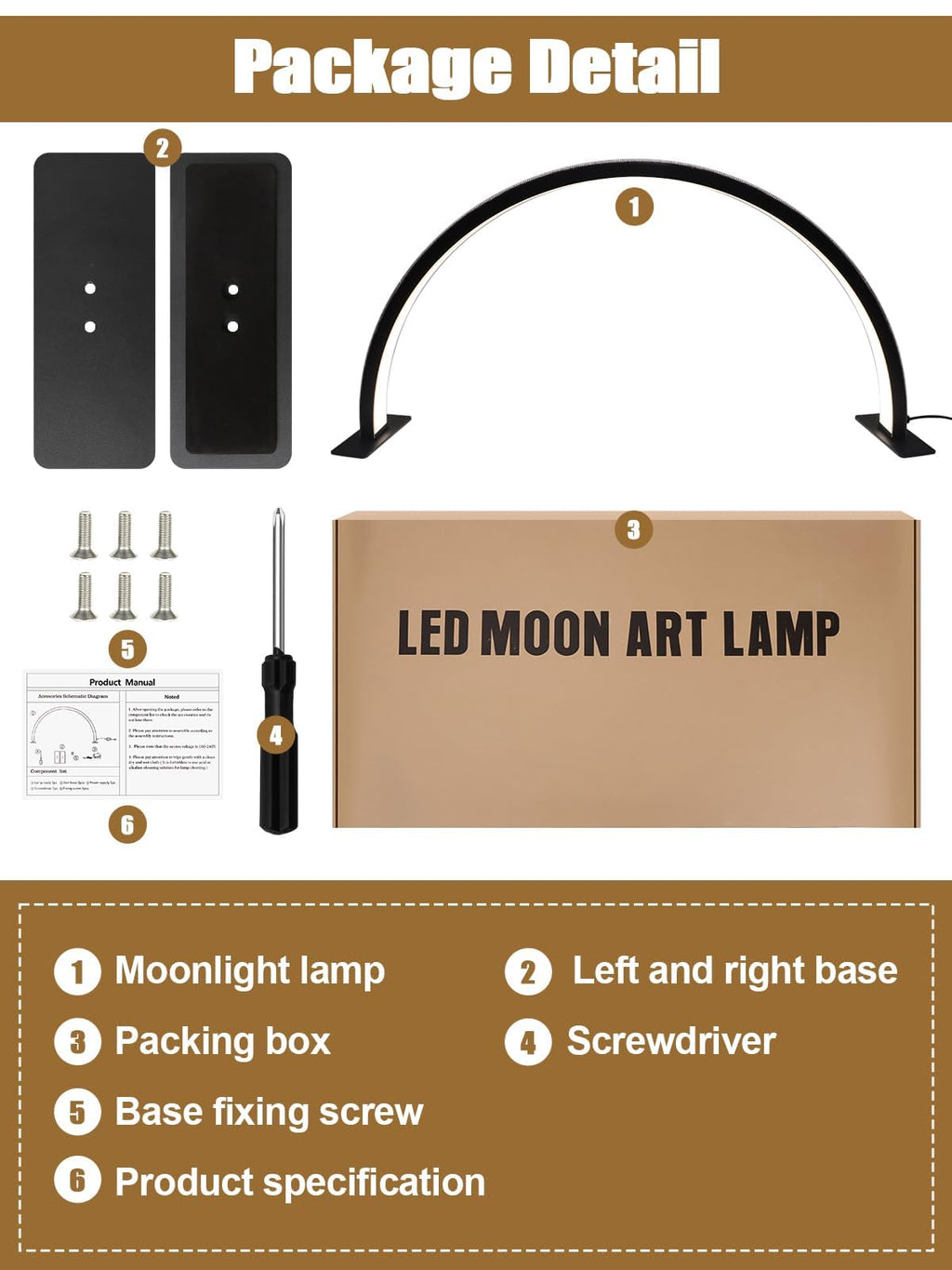 Kalolary 28" Half Moon Lash Light | 3000K-6000K LED Desk Lamp for Nails