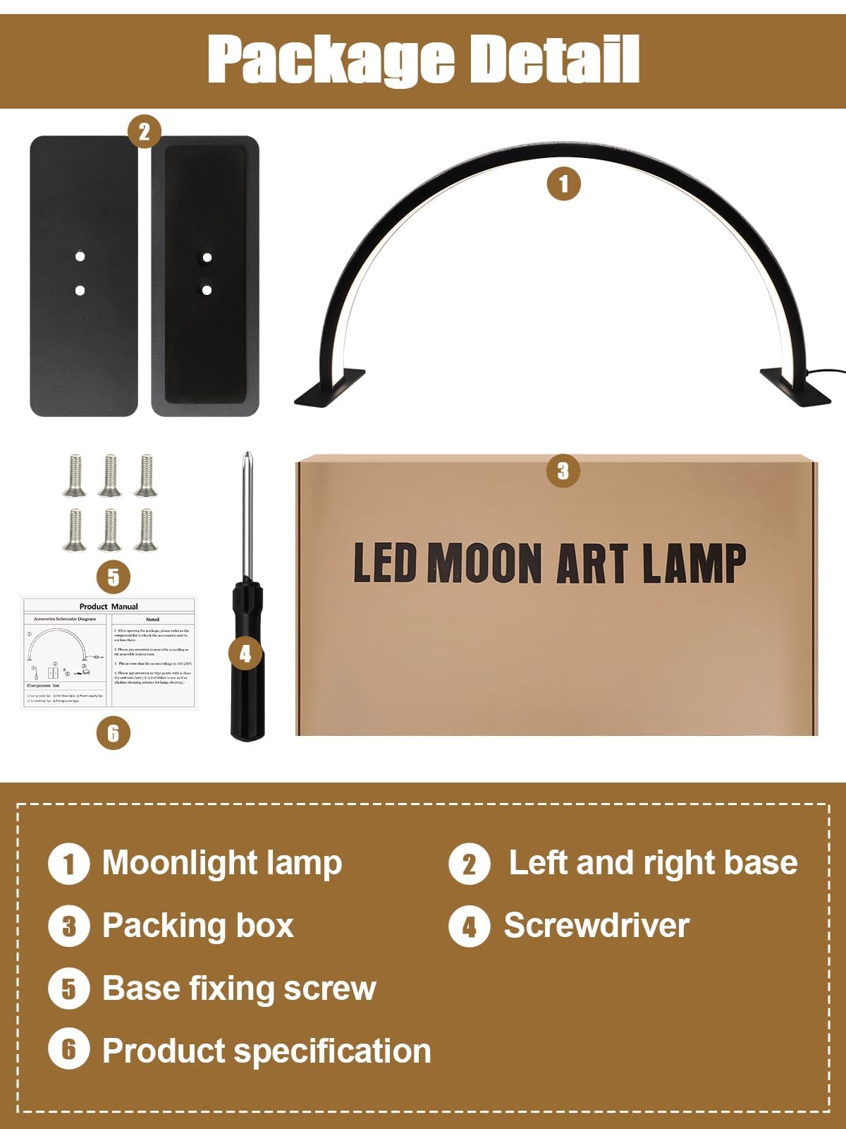 Kalolary 28" Half Moon Lash Light | 3000K-6000K LED Desk Lamp for Nails