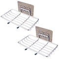 2 Pack Self Adhesive Bar Soap Dish Holder,Stainless Steel Wall Mounted,Waterproof,Drill-Free Soap Tray For Shower Bathroom Kitchen, Silver