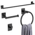 Gypie 4-Piece Black Metal Bathroom Hardware Set with 24" Towel Rail