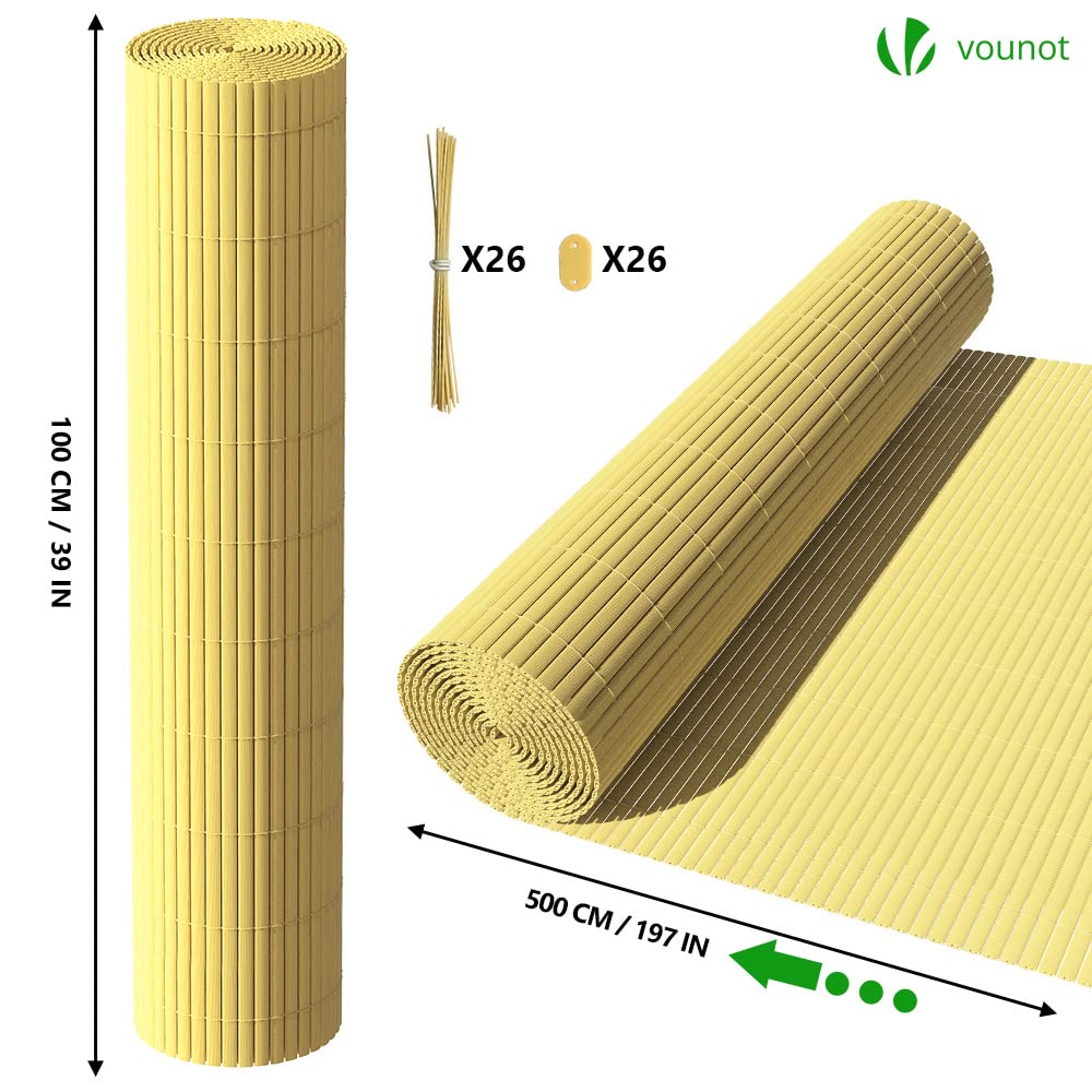 VOUNOT PVC Privacy Screening Fence – 100x500cm Reinforced Garden Screen