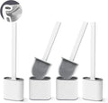 Silicone Toilet Brush 4 Pack | Quick Dry Holder & Soft Bristles