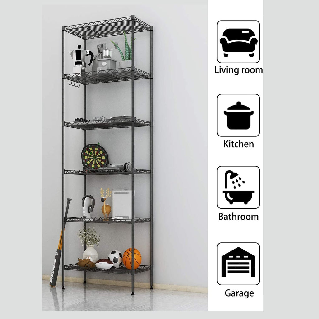 FTEYUET 6-Tier Metal Wire Shelving Unit – Heavy Duty Storage Rack, White