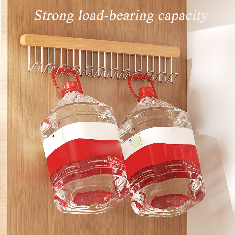 2 Pack Pull Out Belt Hanger for Closet, Wooden Hanger 8 Hooks, Left Pull - image 5
