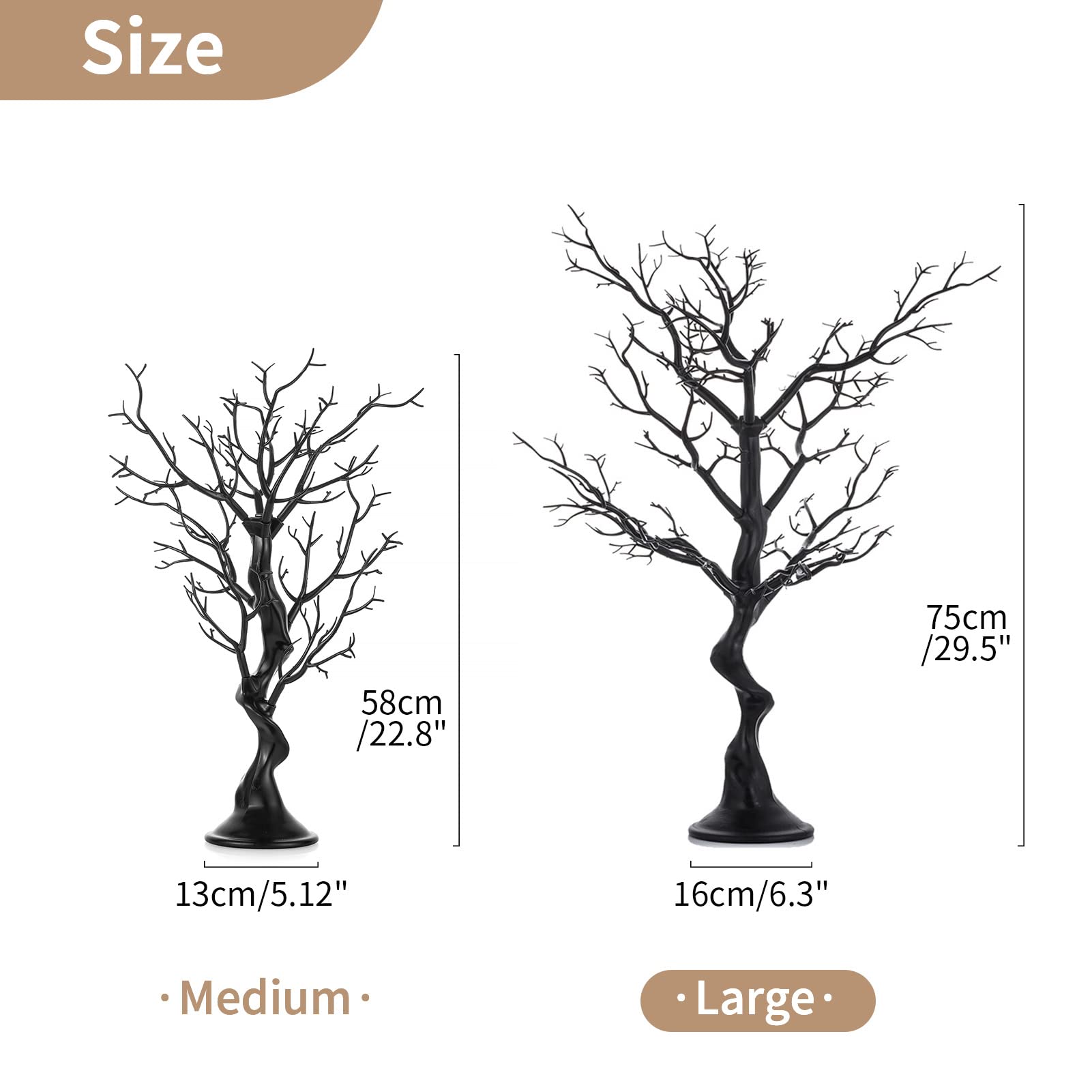 Nuptio 75cm Black Artificial Twig Tree – Tabletop Holiday Ornament Display