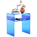 Solaround Acrylic Side Table | Modern Clear Blue Nightstand, 40x30x50cm