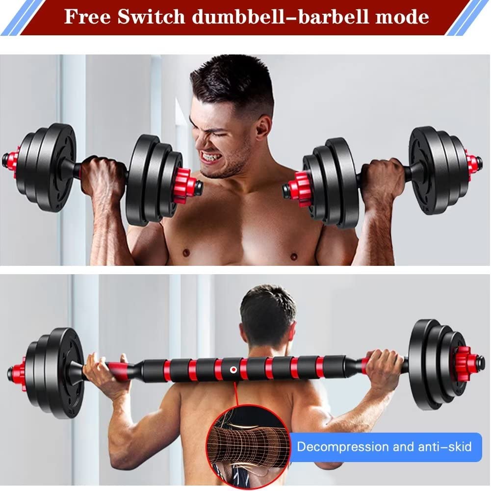 BCBIG 10kg Adjustable Dumbbell Set | Red PVC & Iron Sand Home Gym