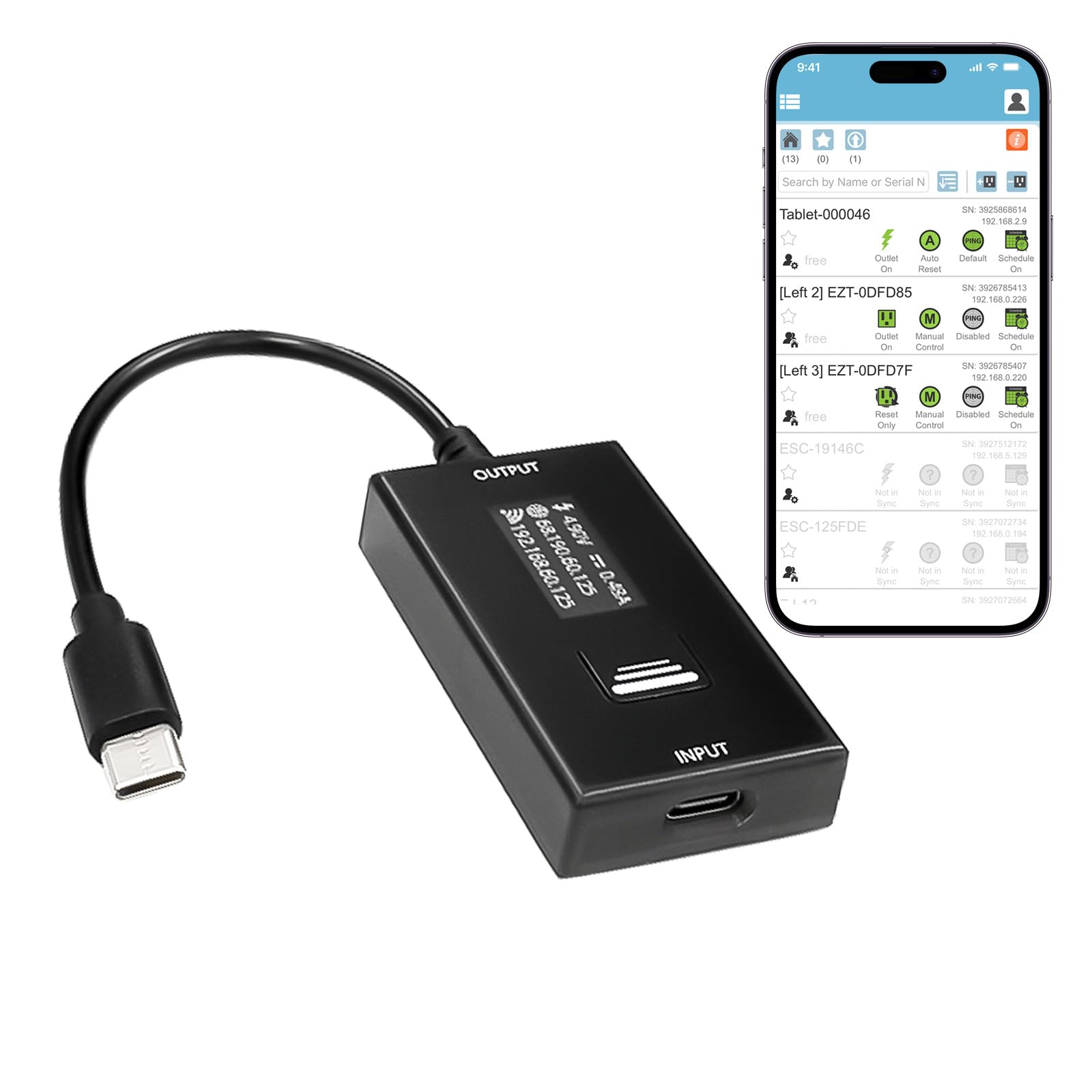 ezOutlet Wi-Fi Remote DC Power Switch with USB-C Auto Reboot