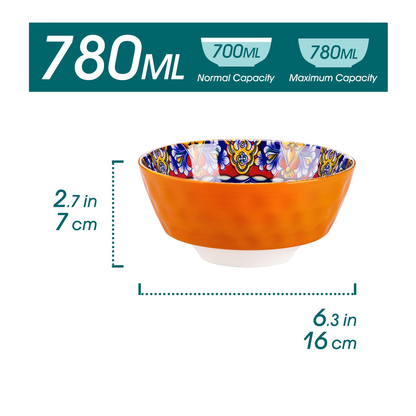 vancasso SIMI Ceramic Cereal Bowls Set of 6 | 26 oz Boho Soup Bowls