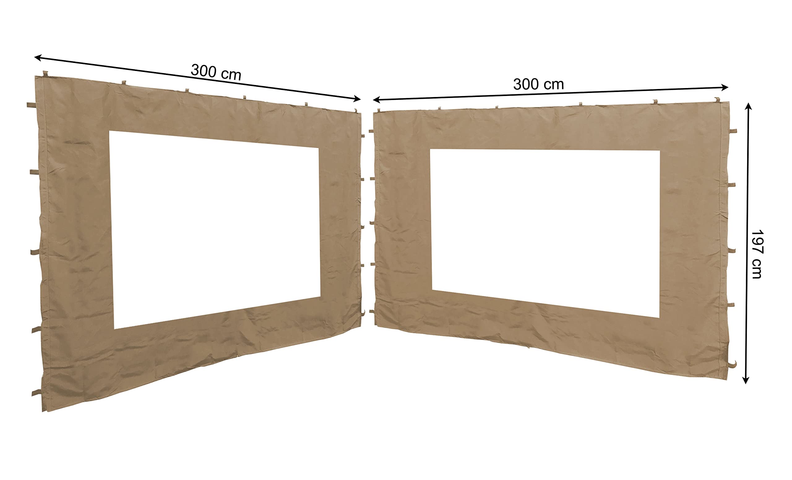 Quick-Star Gazebo Side Panels with PE Window, 3x3m, Sand - 2 Pack