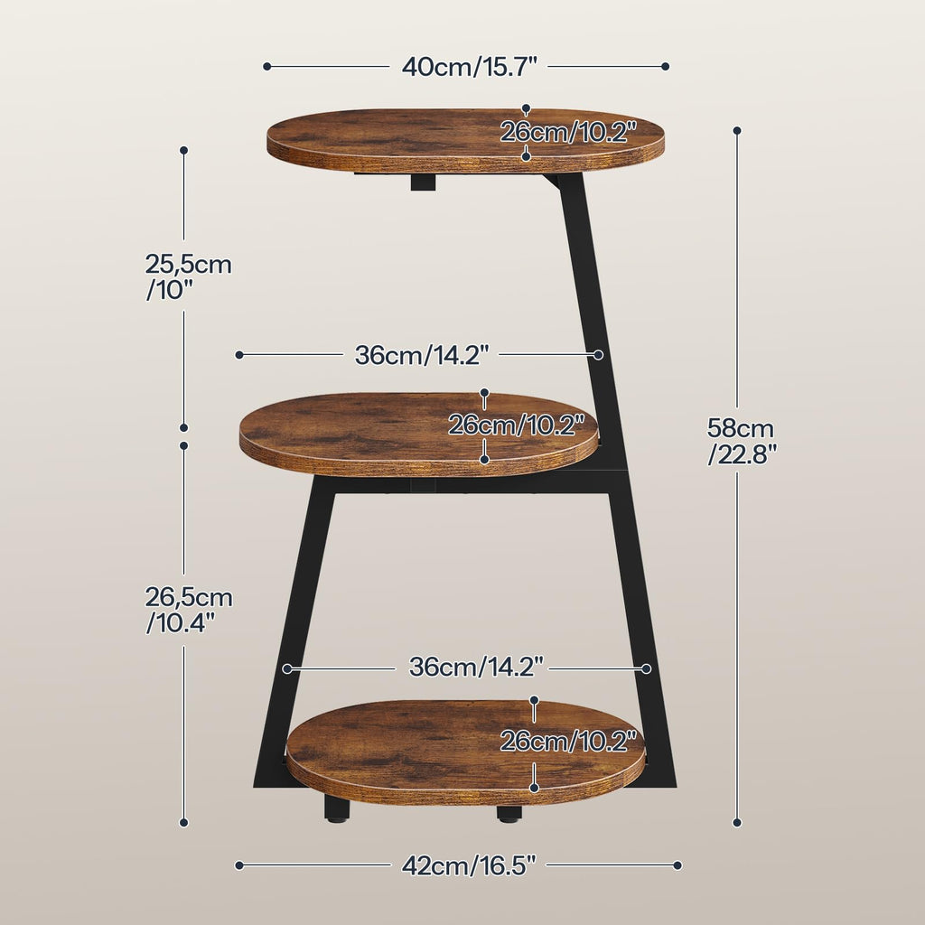 HOOBRO Side Table, Small Coffee Table with Storage Shelves, 3-Tier Oval Sofa Table Bedside Table for Small Space - image 3