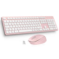 LeadsaiL Wireless Keyboard and Mouse Combo – Ergonomic 2.4GHz Set, Pink