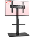 AOKCOS Floor TV Stand with Shelves – Swivel & Height Adjustable for 32-70"